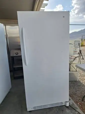 GE White Upstanding Freezer