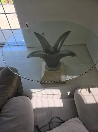 Glass Top Dining Table with Agave Base and 6 Chairs
