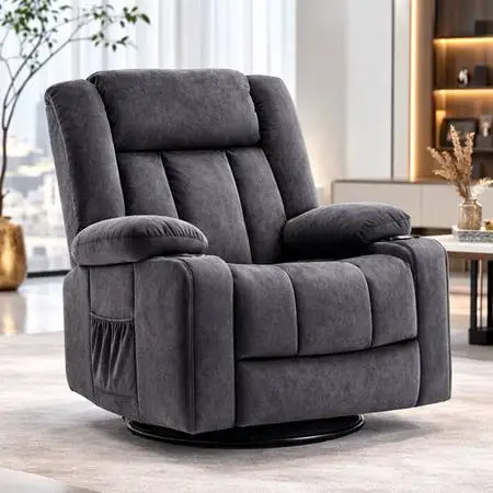 New Heavy Duty Swivel Recliner with Massage Functions, Sofa with Remote Control