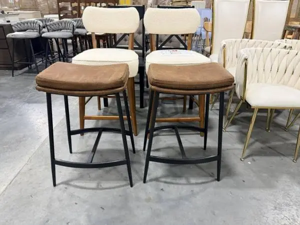 Arlo 27 Brown Modern Backless Kitchen Counter Bar Stool (Set Of 2)