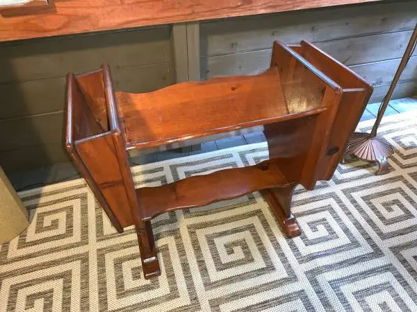 Vintage wood magazine and book rack