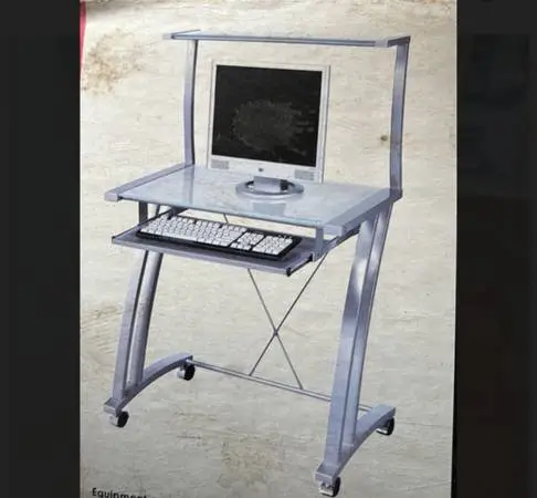 Z- Design Frosted Glass Computer Desk with Keyboard Tray