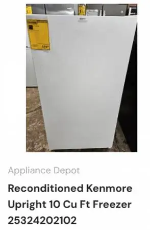Reconditioned Kenmore Upright 10 Cu Ft Freezer 25324202102
