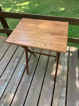 Four wood folding “TV” tray tables