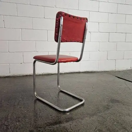 Vintage Mid 20C Bauhaus Tubular Chrome Cantilever Side Accent Chair