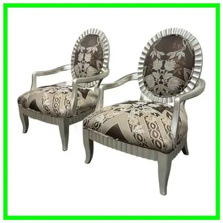 Century Furniture Oval Back Armchairs, Pair