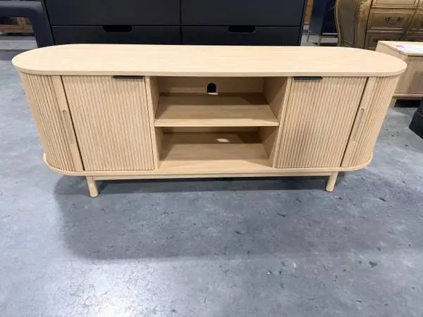 Coastal Oak 60 Chloe Modern Reeded TV Stand For TVs Up To 75