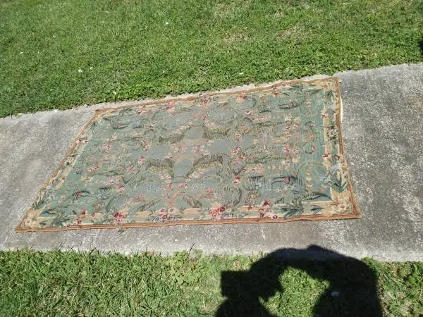 Loop Rug, Classical tapestry floral motif 54 X 33, freshly dry cleaned
