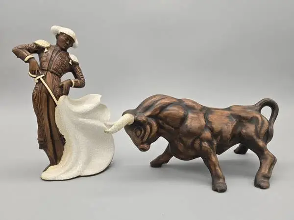 Mid Century Ceramic Matador and El Toro by Treasure Craft