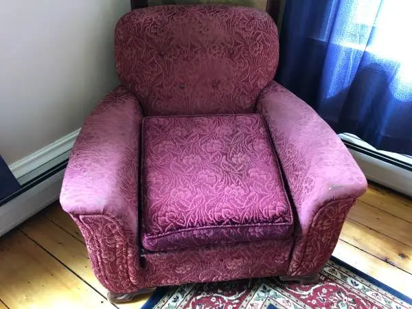 Kroehler Burgundy Club Chair Upholstered Floral Armchair 1940s