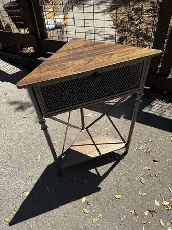 Industrial Corner Table / Nightstand with Drawer – $45 OBO
