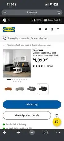 IKEA-L shape Black couch