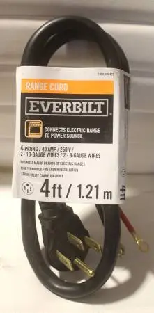 Straight 4 Prong Electric Range Appliance Cord (Pig Tail)- NEW