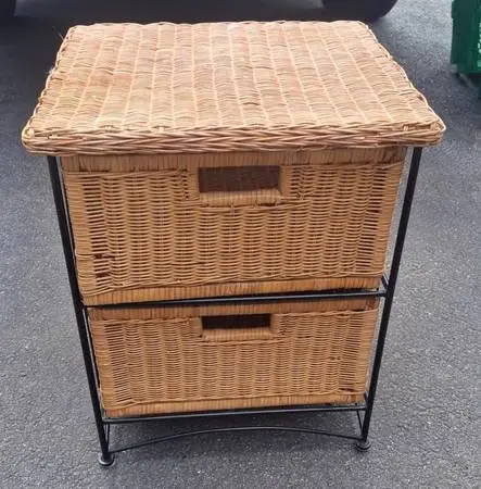 Wicker & Black Metal Storage Drawers