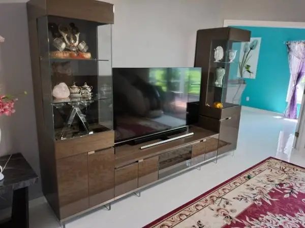 TV, display cabinet, table