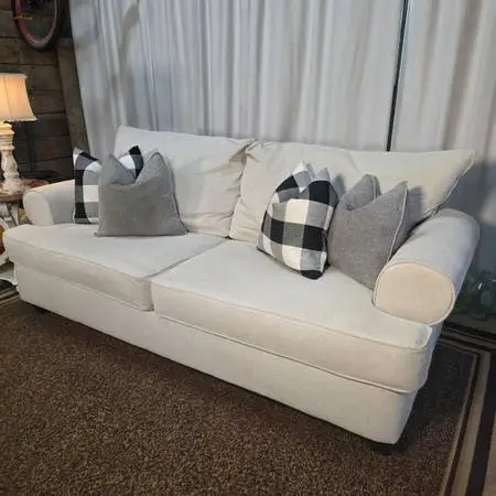 Light Beige Roll‑Arm Couch