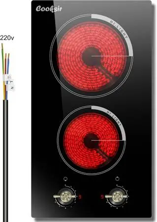 NEW 2 Burner Stove Top Built In Electric 3000W Ceramic Radiant Cooktop