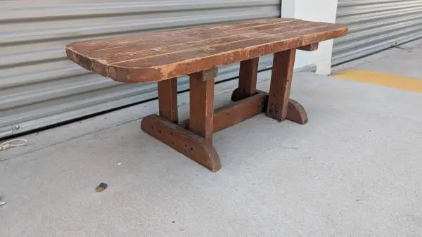 Vintage Solid Wood Rustic Trestle Coffee Table or Bench