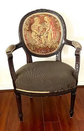 Antique armchair late 19th century carved wood marking made in Belgium
