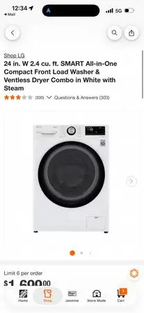 24 in. W 2.4 cu. ft. SMART All-in-One Compact Front Load Washer & Vent