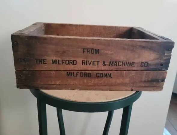 6 Wood Boxes by The Milford Rivet & Machine Co., Milford Connecticut