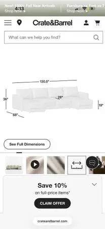 Crate and barrel sofa (sectional )