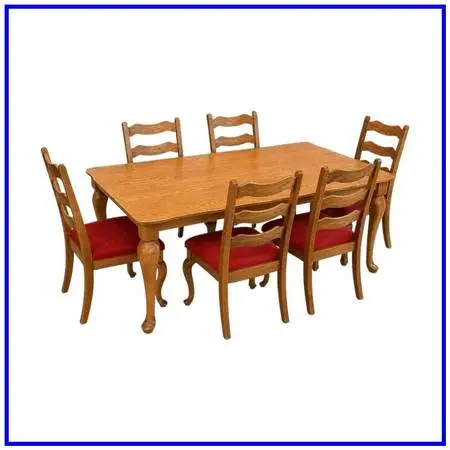 Queen Anne Extension Dining Room Extension Table + Six Dining Chairs S