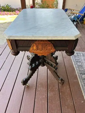 Antique wooden marble console table