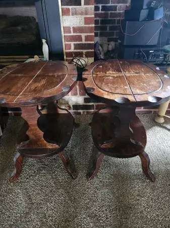 Matching pair of vintage American parlor side tables