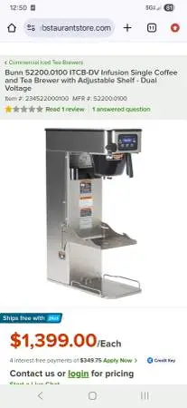 BUNN Coffee and Tea brewer