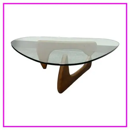 Isamu Noguchi Style Glass + Wood Coffee Table