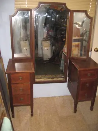 1920’s Antique Vanity with Mirror and Dressing Table