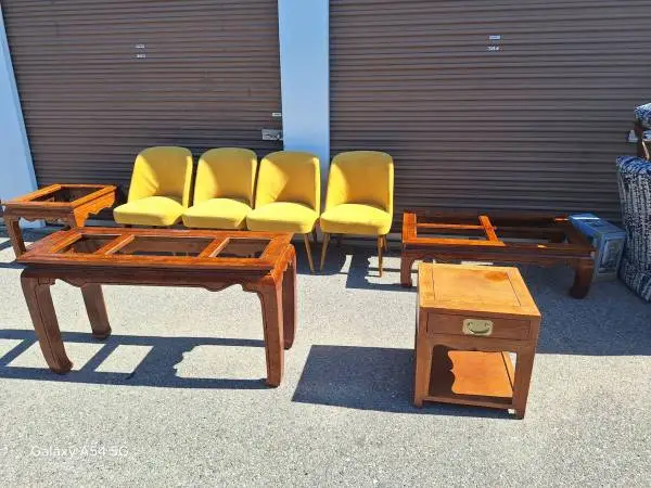 Chair set and array of side tables