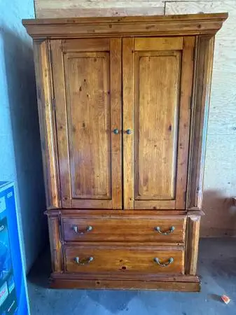 *** ARMOIRE, SOLID WOOD CABINET AND DRAWERS***