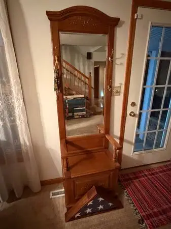Hall Tree with Mirror and Storage Compartment