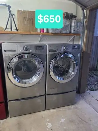 LG Washer And Electric Dryer With Pedestals