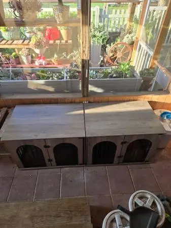 Beautiful double pet cage kennel furniture piece