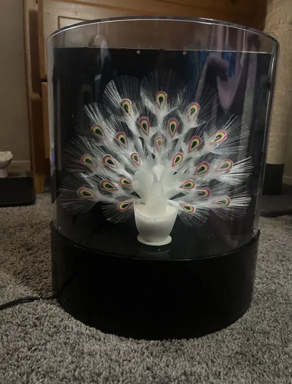 Vintage Quickiny Industries (KF-28) Fiber Optic Peacock Color Changing Lamp! 80s