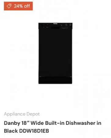 S&D Danby 18″ Wide Built-in Dishwasher in Black DDW18D1EB