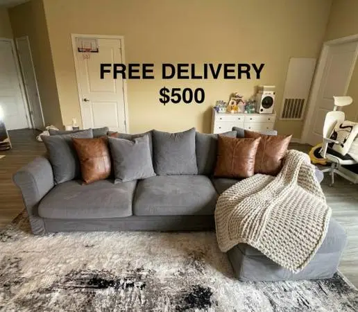FREE DELIVERY - Reversible Gray IKEA Sleeper Sofa w/ Queen Bed