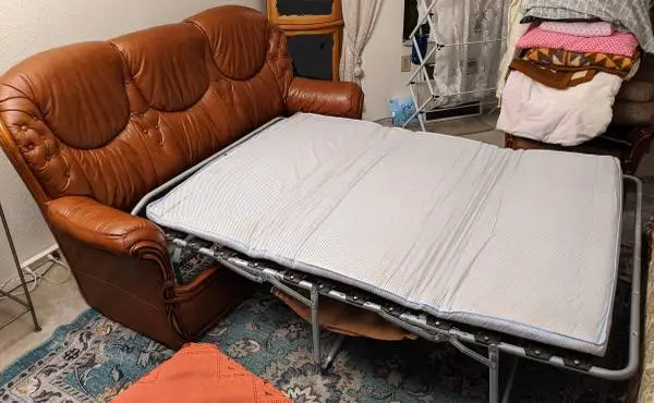 Italian Brown Genuine Leather Sleeper Sofa, Loveseat and Chair set