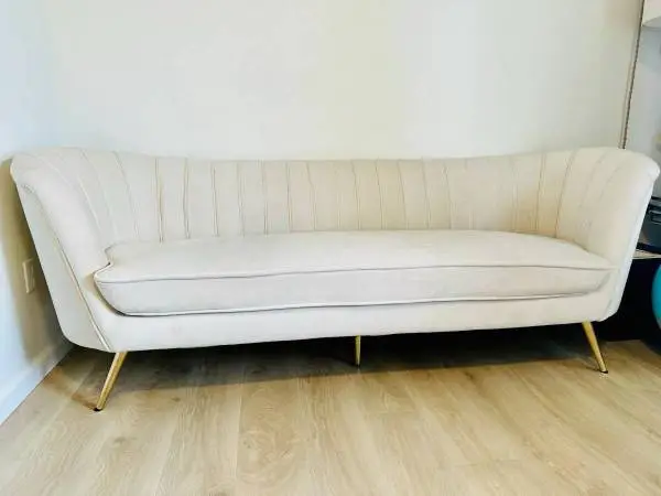 Tiberius 88 White Velvet Sofa
