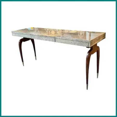 Luxurious Desk With Granite Laminate + Walnut Legs
