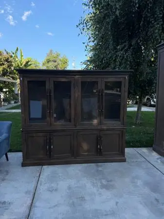 Restoration Hardware Large Wood Display Cabinet / Hutch