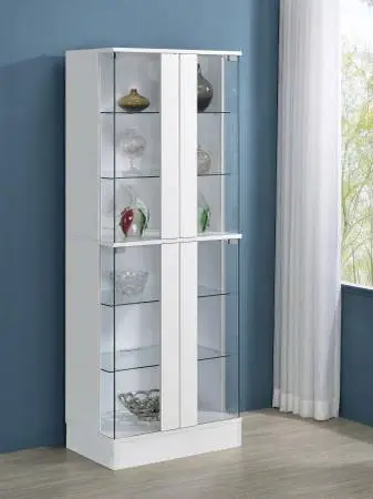 4-door LED Curio Display Cabinet White or Black High Gloss Finish*