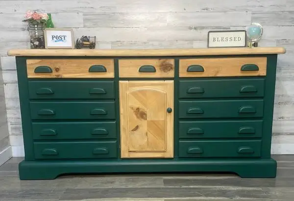 Two Toned Wood & Green Dresser *delivery available*