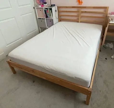 Ikea TARVA full size bed frame in pine with mattress