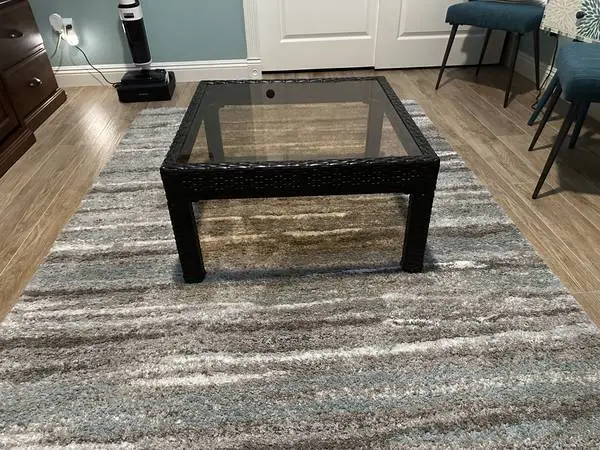 WICKER PATIO CENTER TABLE WITH SMOKED GLASS TOP