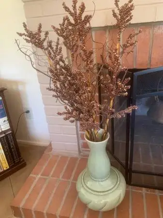 Vintage Ceramic Vase And Faux Natural Decor