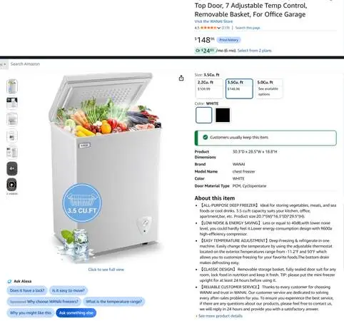 HANAI mini chest freezer